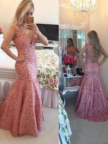 prom dresses plus size Trumpet Mermaid V-neck Floor-length Tulle Prom Dress Evening Dress MK124