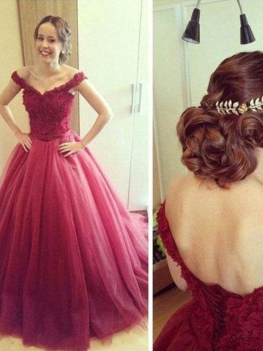 A-line Off-the-shoulder Floor-length Tulle Prom Dress Evening Dress MK132