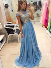 high neck prom dresses A-line High Neck Floor-length Chiffon Prom Dress Evening Dress MK257