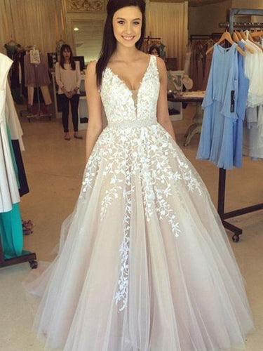 Beautiful Appliques A-line Long Wedding Dress Brides Dress Evening Dress MK508