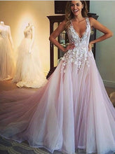 Pretty Appliques A-line V-neck Long Prom Dress Evening Dress MK510