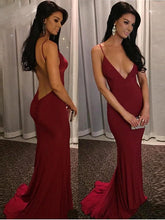 Deep V-neck Prom Dress Sexy Spaghetti Straps Mermaid Long Prom Dress with Open Back MK520
