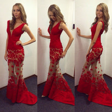 Beautiful Prom Dress Red Evening Dress V-neck Mermaid Prom Dress 2022 MK535