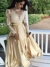 Two Piece Prom Dress 2022 Long Sleeve Prom Dress A-line Evening Dress MK536