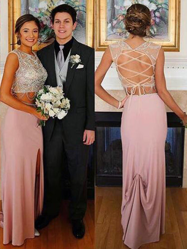 Two Piece Evening Dress Sheath Prom Dress Long Dress With a Slit MK537