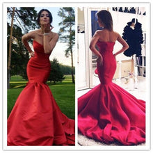 Red Long Prom Dress Strapless Mermaid Long Prom Dress Sexy Evening Dress MK541