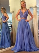 Outfit Prom Dress A-line Chiffon Beading Long Light Blue Prom Dress Evening Dress MK542