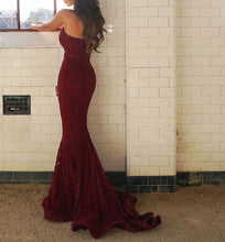 Beautiful evening dress,Strapless Mermaid Long Burgundy Lace Prom Dress Bridesmaid Dress MK554