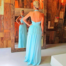 Sexy Prom Dress Light Blue Formal Dress Long Halter Backless Evening Dress Party Dress MK557