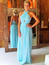 Sexy Prom Dress Light Blue Formal Dress Long Halter Backless Evening Dress Party Dress MK557