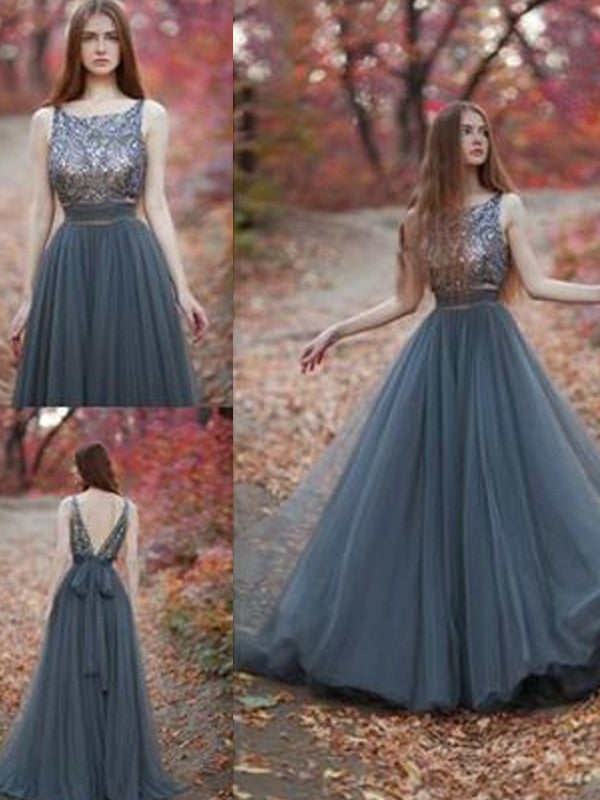 Gorgeous Evening Dress A-line Beading Scoop Tulle Prom Dress Formal Evening Dress MK565