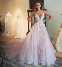 Romantic Prom Dress A-line Appliques Long Prom Dress Evening Dress MK567