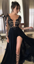 Black Prom Dress Sexy A-line Long Sleeve Prom Dress/Evening Dress MK578