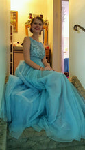 Beautiful Long Scoop A-line Beading Prom Dress with Ribbon Evening Dress MK580