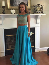 Two Pieces Prom Dress A-line Short Sleeve Long Prom Dress/Evening Dress MK581