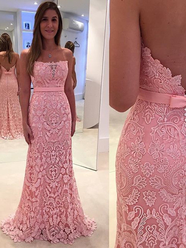 Lace prom dress,2022 Long Prom Dress Mermaid Backless Prom Dress/Evening Dress MK589