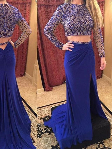 Royal Blue prom dress 2022 Long Prom Dress Strapless Sheath Prom Dress/Evening Dress MK592