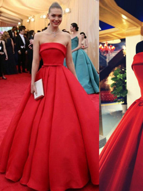 Red Long Prom Dress Strapless A-line Cute Bowknot Prom Dress/Evening Dress MK600