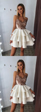Spaghetti Straps Appliques for Teens Homecoming Dress Sexy V Neck Short Prom Dress NA6901|Annapromdress