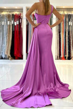 Purple Satin Mermaid Prom Dresses, Simple Formal Evening Gown GJS214