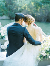 3/4 Sleeve A Line Modest Tulle Wedding Dress Sexy V Neck Rustic Wedding Dress Bridal Gown PIN7193