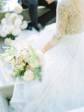 3/4 Sleeve A Line Modest Tulle Wedding Dress Sexy V Neck Rustic Wedding Dress Bridal Gown PIN7193|Annapromdress