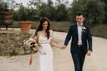 Unique Two Piece Wedding Dress with Sleeves A Line Rustic Wedding Dress Bridal Gown PIN7195|Annapromdress