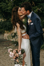 Unique Two Piece Wedding Dress with Sleeves A Line Rustic Wedding Dress Bridal Gown PIN7195|Annapromdress