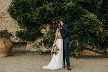 Unique Two Piece Wedding Dress with Sleeves A Line Rustic Wedding Dress Bridal Gown PIN7195|Annapromdress