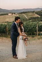 Unique Two Piece Wedding Dress with Sleeves A Line Rustic Wedding Dress Bridal Gown PIN7195|Annapromdress