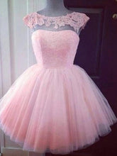 Chic Homecoming Dress  Scoop Appliques Tulle Short Prom Dress Party Dress SE0149