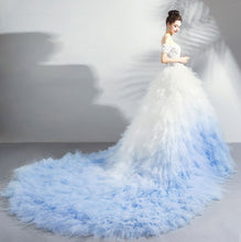 Ball Gown Off the Shoulder Sweetheart Gradient Wedding Dress 2019 Short Sleeve Wedding Dress SMT07181|Annapromdress