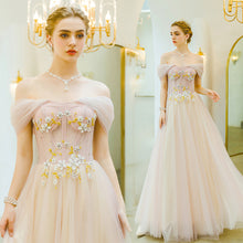 Unique Embroidery Cap Sleeve Long Prom Dress A Line Floor Length Elegant Prom Evening Gown SMT07183|Annapromdress