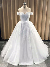 Ball Gown Cap Sleeve Lace Appliques Prom Dress 2019 Ivory Sweetheart Wedding Dress SMT07214|Annapromdress
