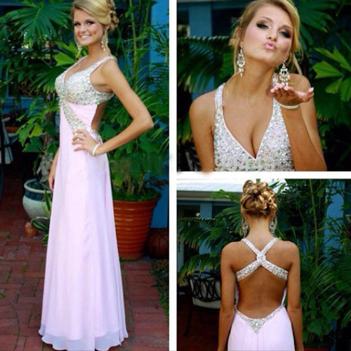 Sexy Robe de Soirée 2016 Bretelles Longueur au Sol Mousseline #SP8477