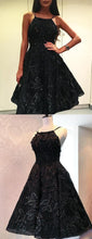 Sparkly Black Beading Lace Spaghetti Strap Backless Homecoming Dresses AN1205