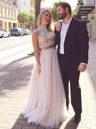 Two Pieces Prom Dresses,Long Prom Dress 2018 A-line annapromdress