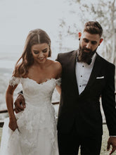 Delicate Appliqued Tulle Wedding Dresses A-line Long Bridal Gowns JKB5108|Annapromdress