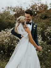 Marvelous V-neck A-line Wedding Dresses Appliques Tulle Bridal Gowns JKB5103