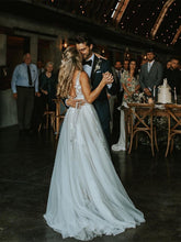 Marvelous V-neck A-line Wedding Dresses Appliques Tulle Bridal Gowns JKB5103|Annapromdress