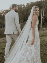Long Sheath Wedding dresses Lace V-neck Bridal Gowns JKZ6203|annapromdress