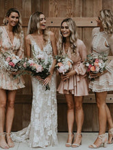 Long Sheath Wedding dresses Lace V-neck Bridal Gowns JKZ6203|annapromdress