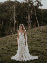 Long Sheath Wedding dresses Lace V-neck Bridal Gowns JKZ6203