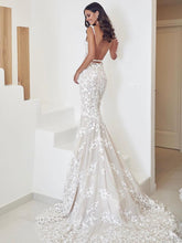 Spaghetti Straps Mermaid Wedding Dresses Lace Appliqued Gowns JKZ6207|Annapromdress