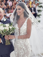 Spaghetti Straps Mermaid Wedding Dresses Lace Appliqued Gowns JKZ6207