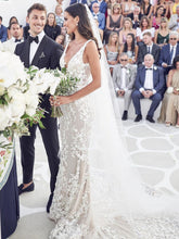 Spaghetti Straps Mermaid Wedding Dresses Lace Appliqued Gowns JKZ6207