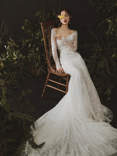 Long Sleeves Sheath Wedding Dresses Lace Appliqued Gowns JKZ6202|Annapromdress