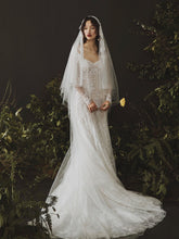 Long Sleeves Sheath Wedding Dresses Lace Appliqued Gowns JKZ6202|Annapromdress
