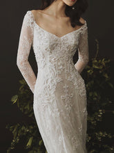 Long Sleeves Sheath Wedding Dresses Lace Appliqued Gowns JKZ6202