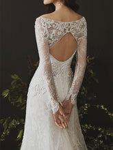 Long Sleeves Sheath Wedding Dresses Lace Appliqued Gowns JKZ6202|Annapromdress